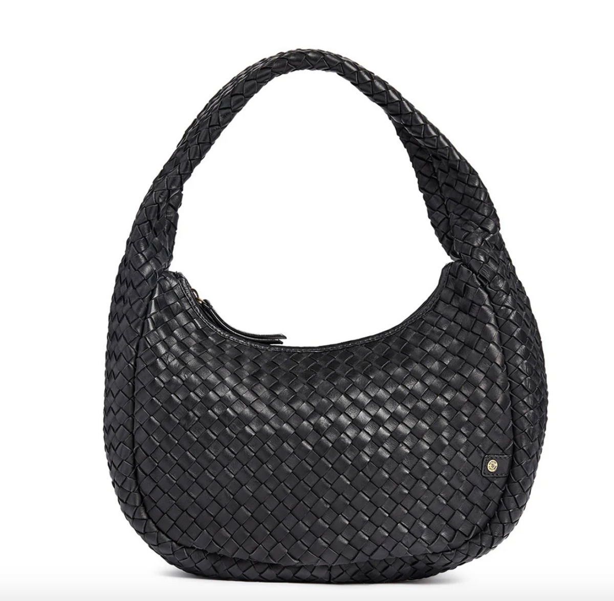 Elegante handgevlochten schoudertas - Black