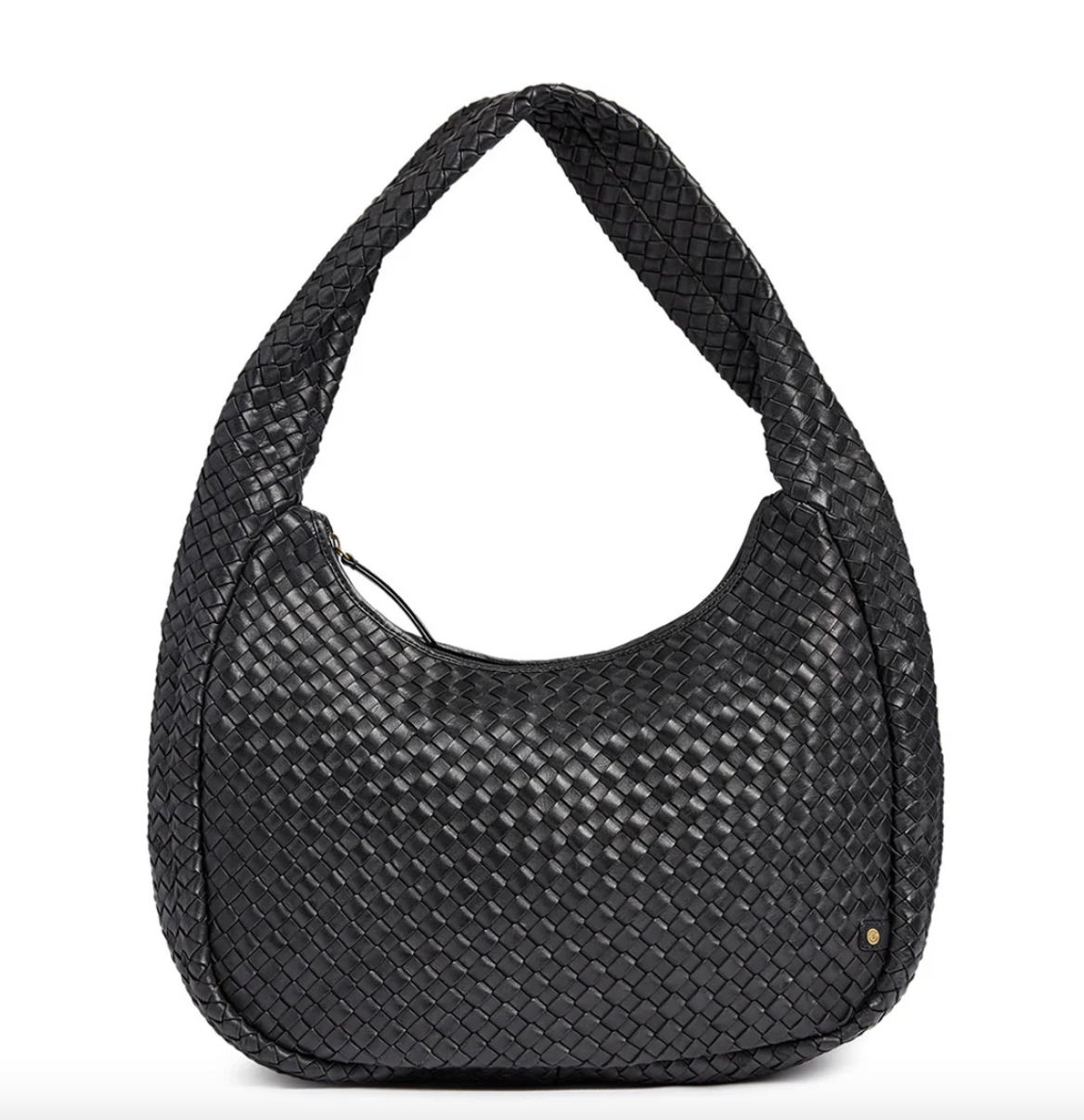 Elegante handgevlochten schoudertas - Black big
