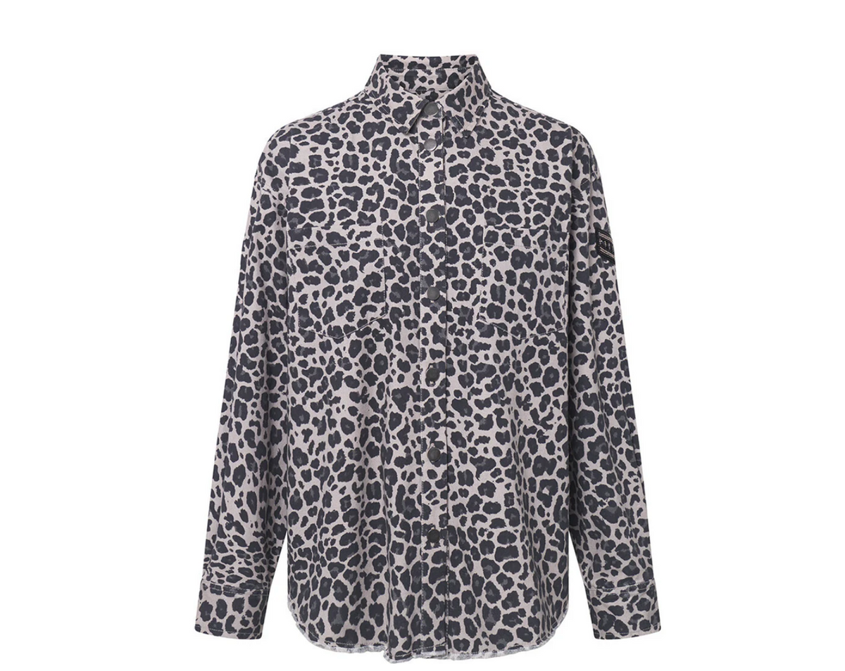 Trendy blouse - Grey leopard