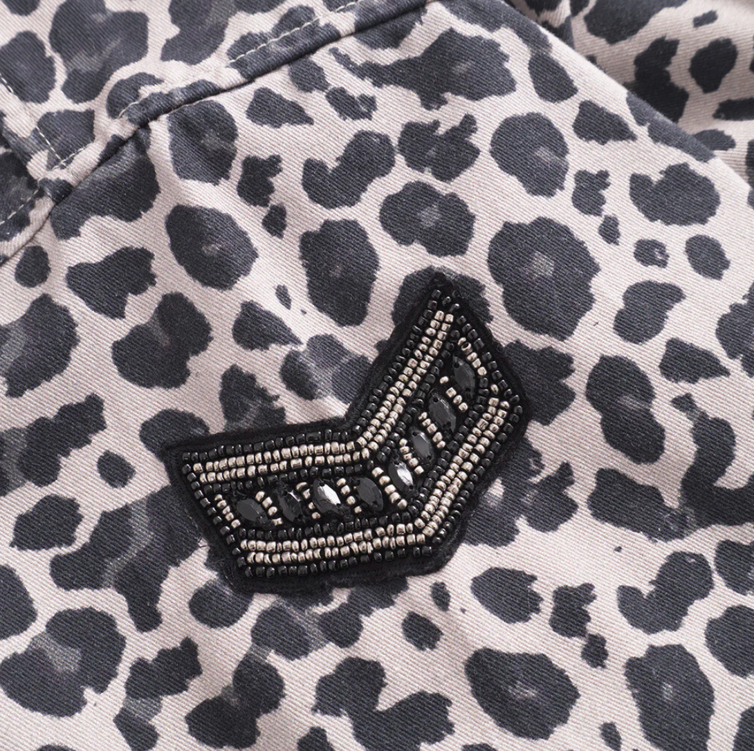 Trendy blouse - Grey leopard