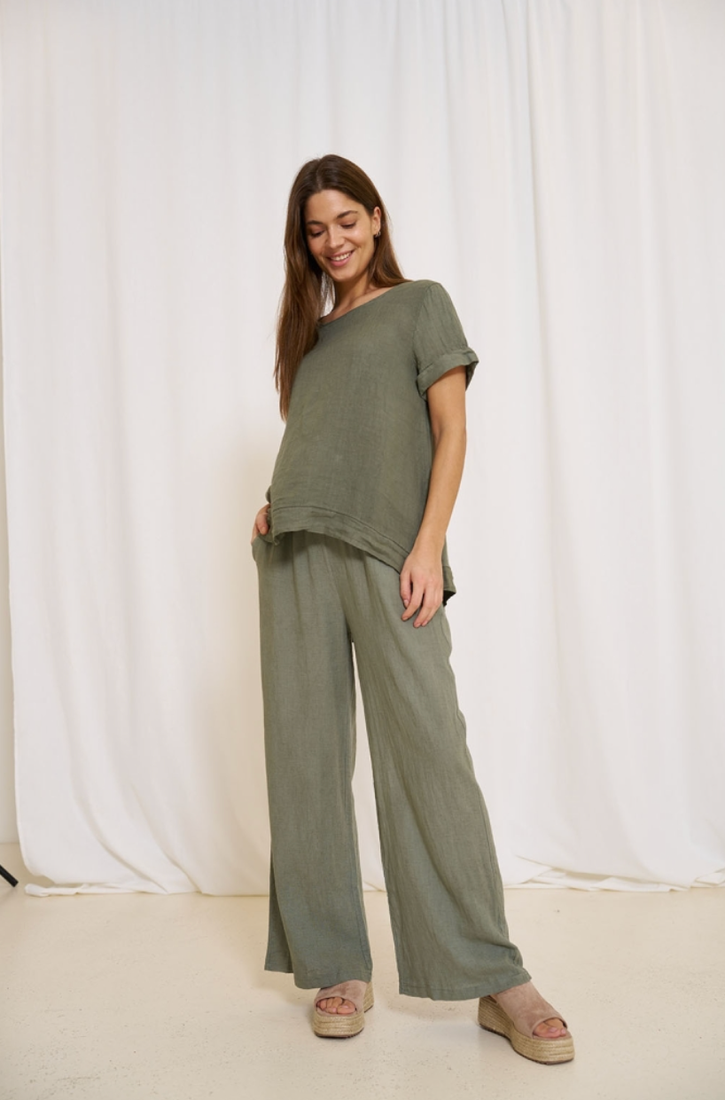 Blouse linnenmix – Military