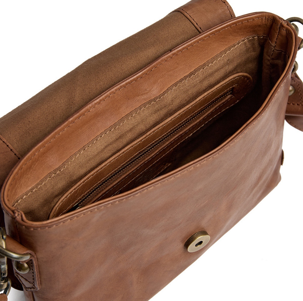Exclusieve handgevlochten crossbody - Cognac