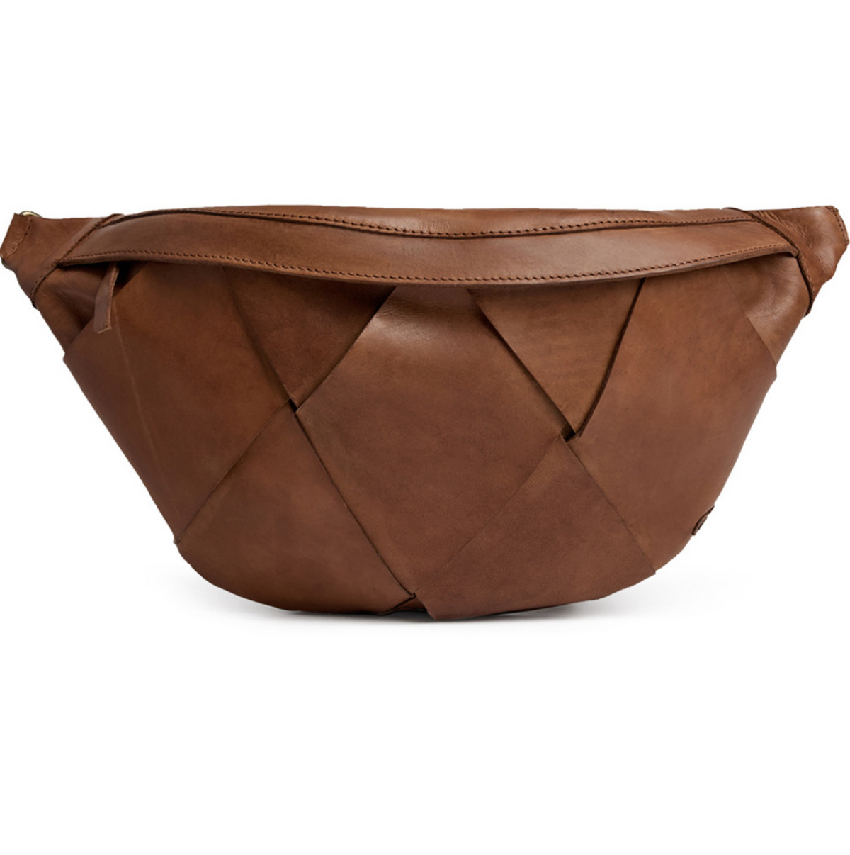 Exclusieve handgevlochten bumbag - Cognac