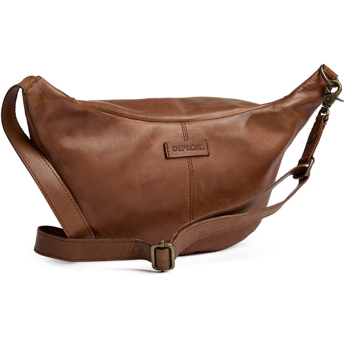 Exclusieve handgevlochten bumbag - Cognac