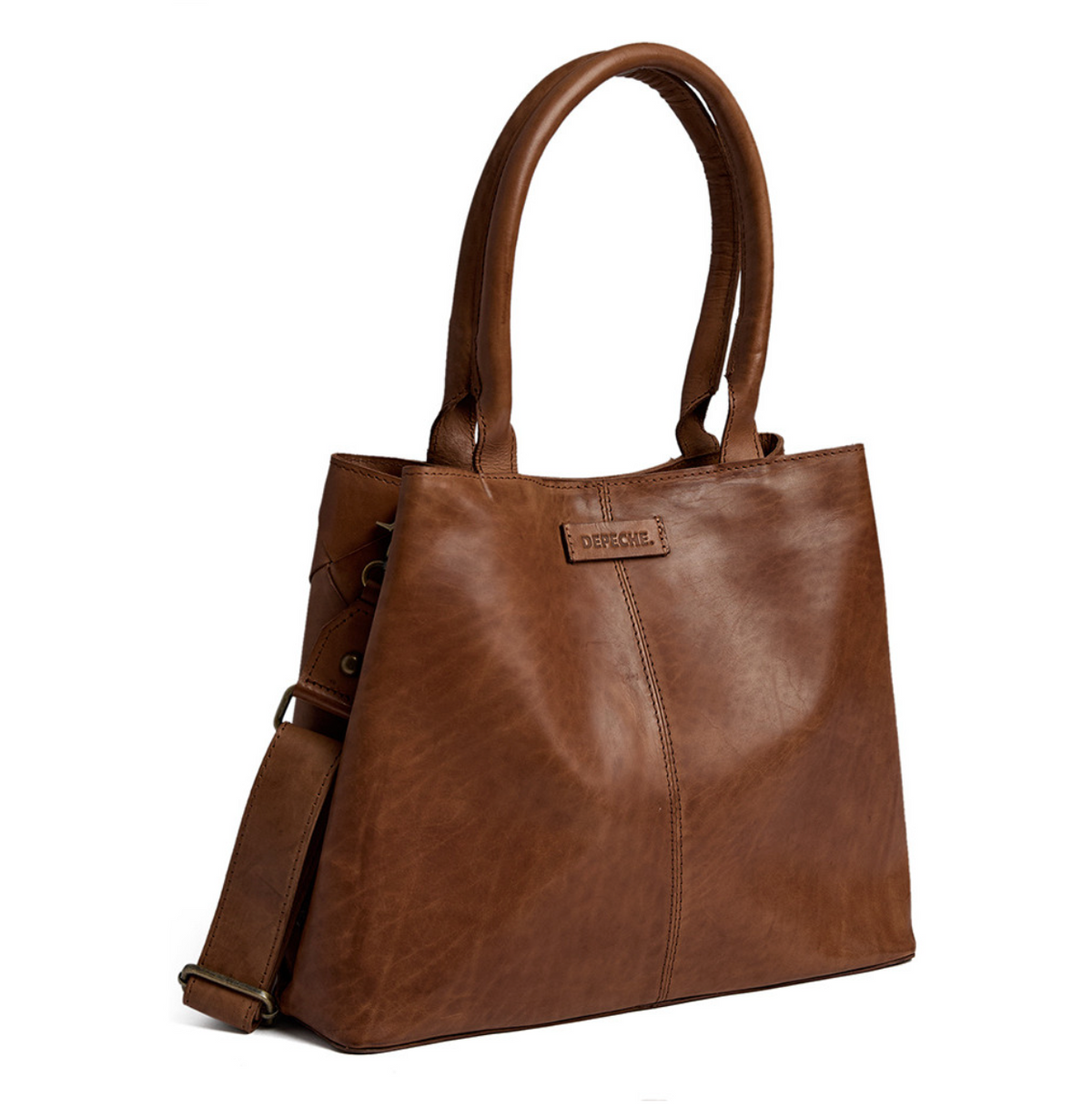 Exclusieve handgevlochten schoudertas - Cognac