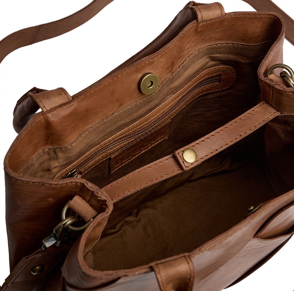 Exclusieve handgevlochten schoudertas - Cognac