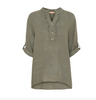 Blouse met overhemdkraag Vera linnenmix - Military