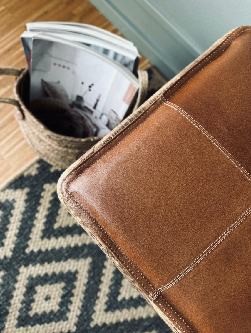 Leren kussen 120 cm - Cognac buffelleer