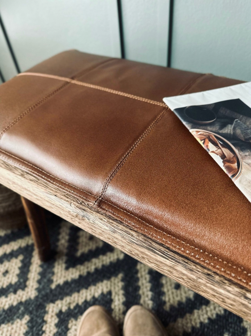 Leren kussen 120 cm - Cognac buffelleer