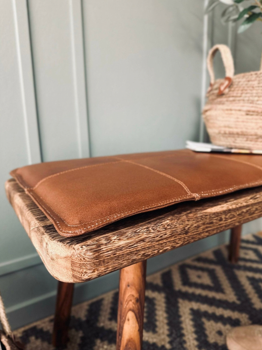 Leren kussen 120 cm - Cognac buffelleer
