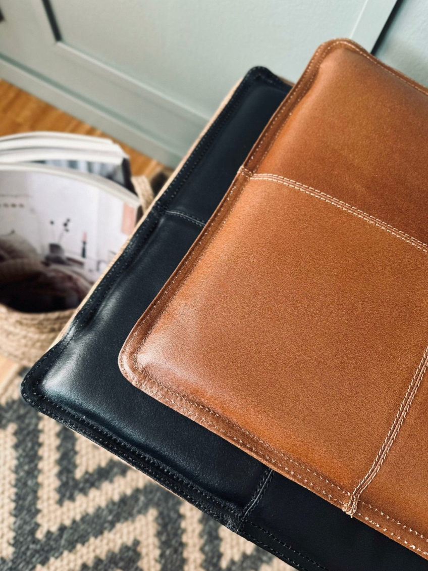Leren kussen 120 cm - Cognac buffelleer