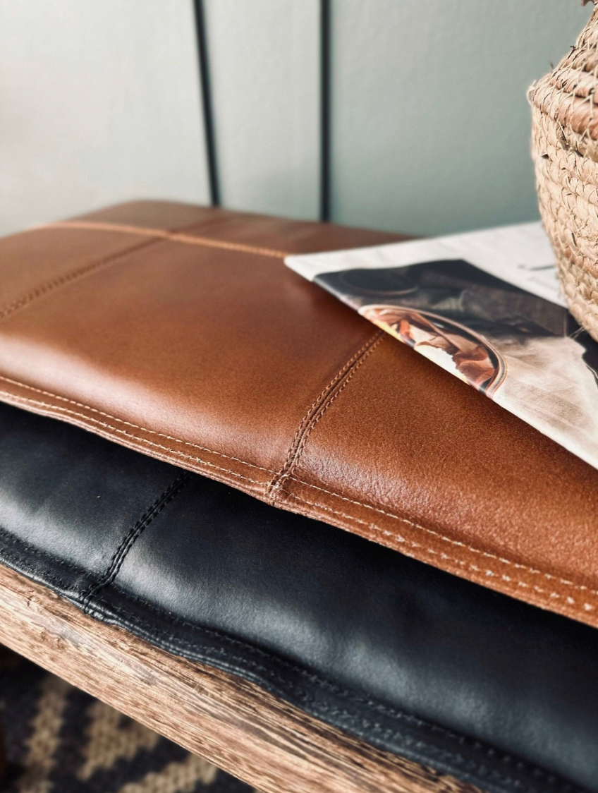 Leren kussen 120 cm - Cognac buffelleer