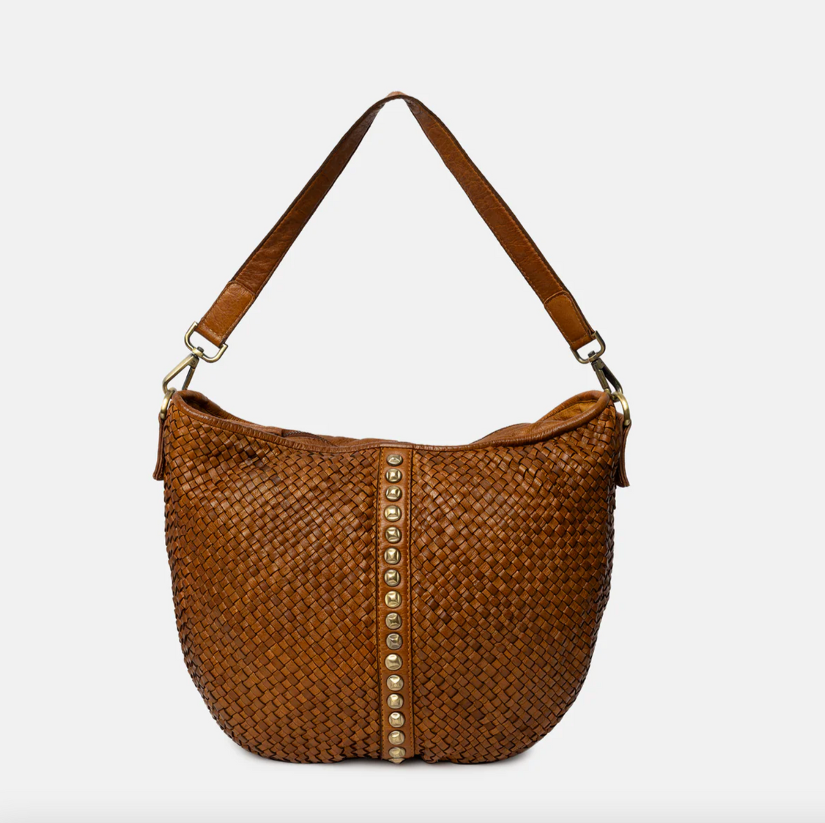 Crossover JOMA vlechtwerk en studs - Cognac