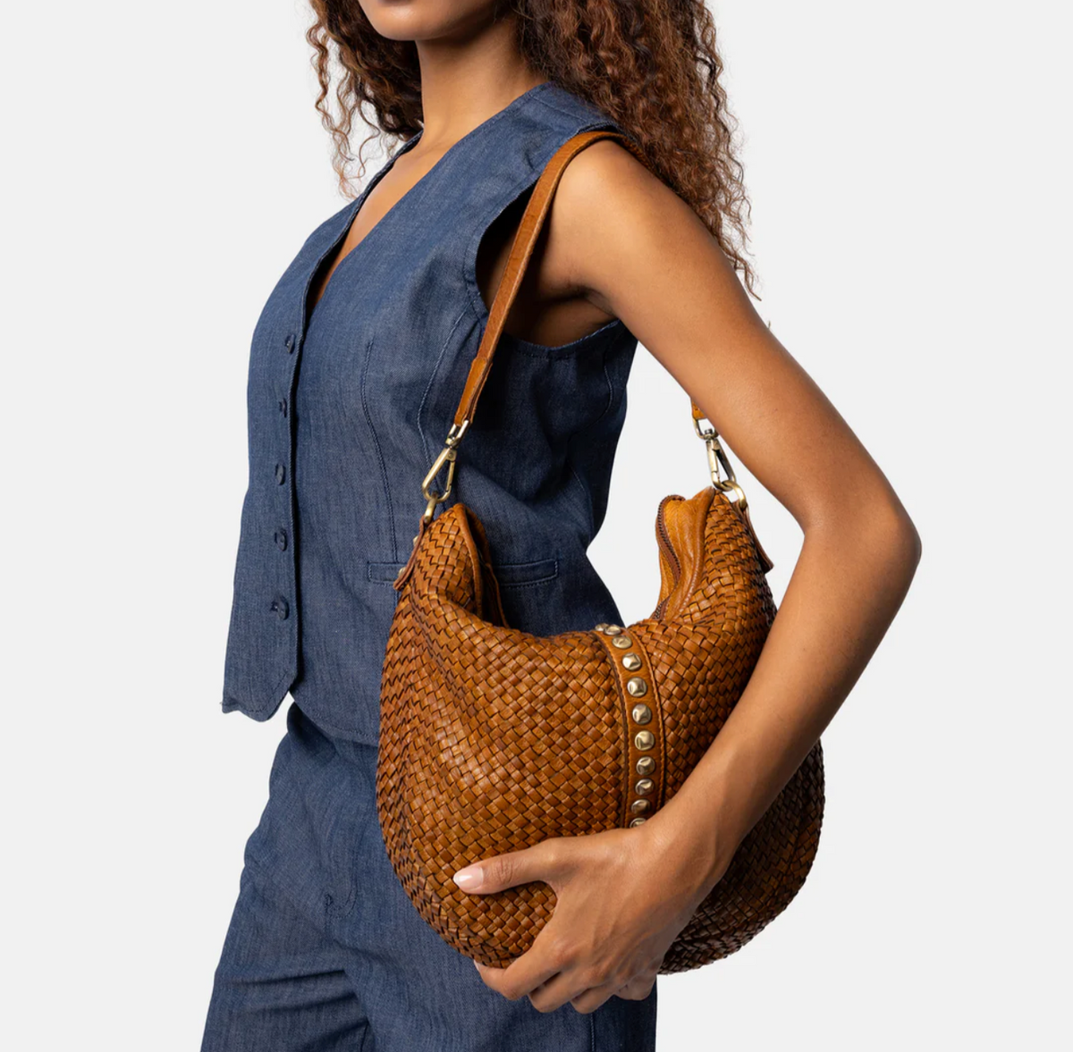 Crossover JOMA vlechtwerk en studs - Cognac