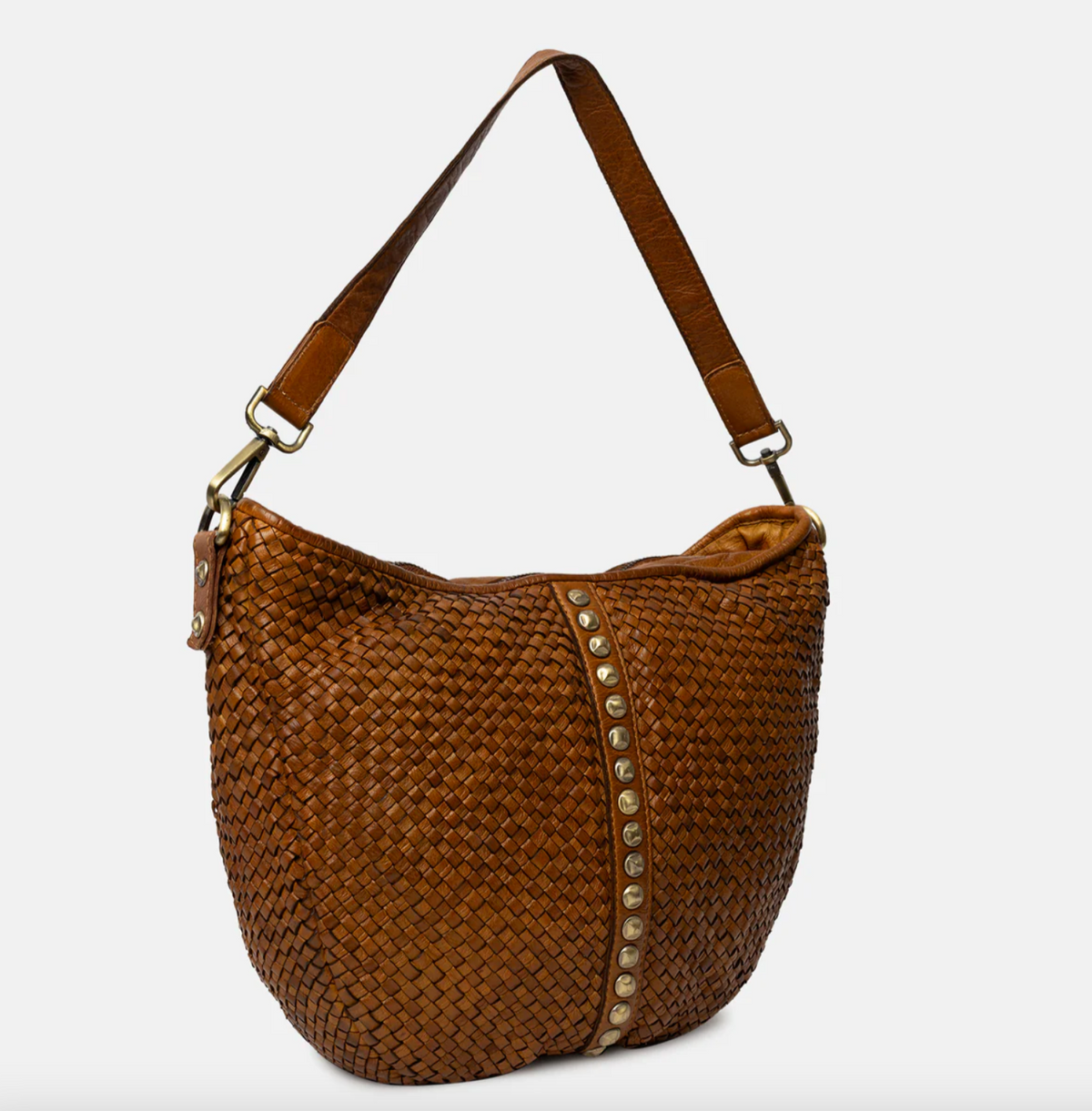 Crossover JOMA vlechtwerk en studs - Cognac