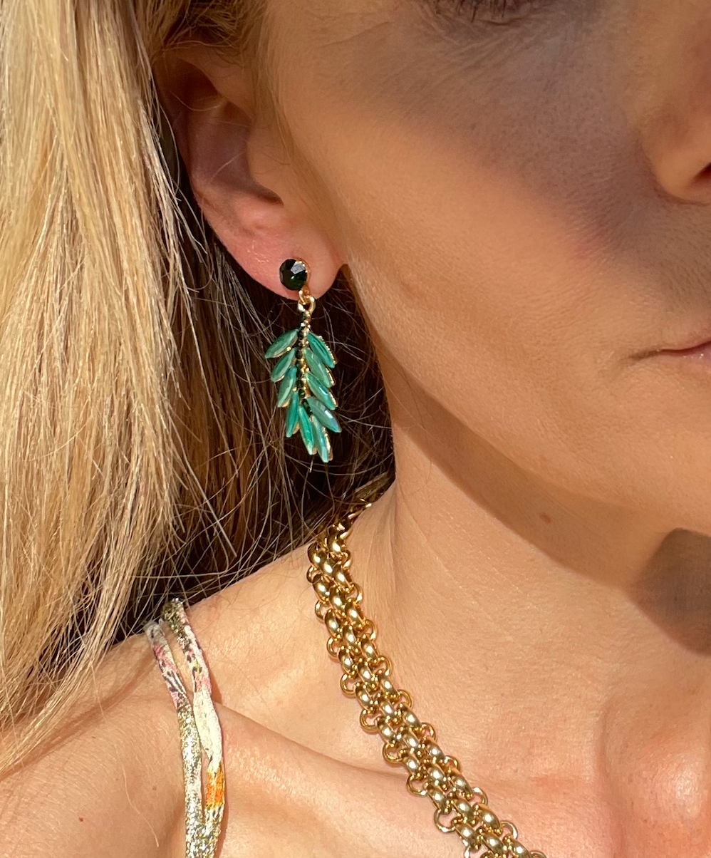 Oorbellen Feather - Emerald