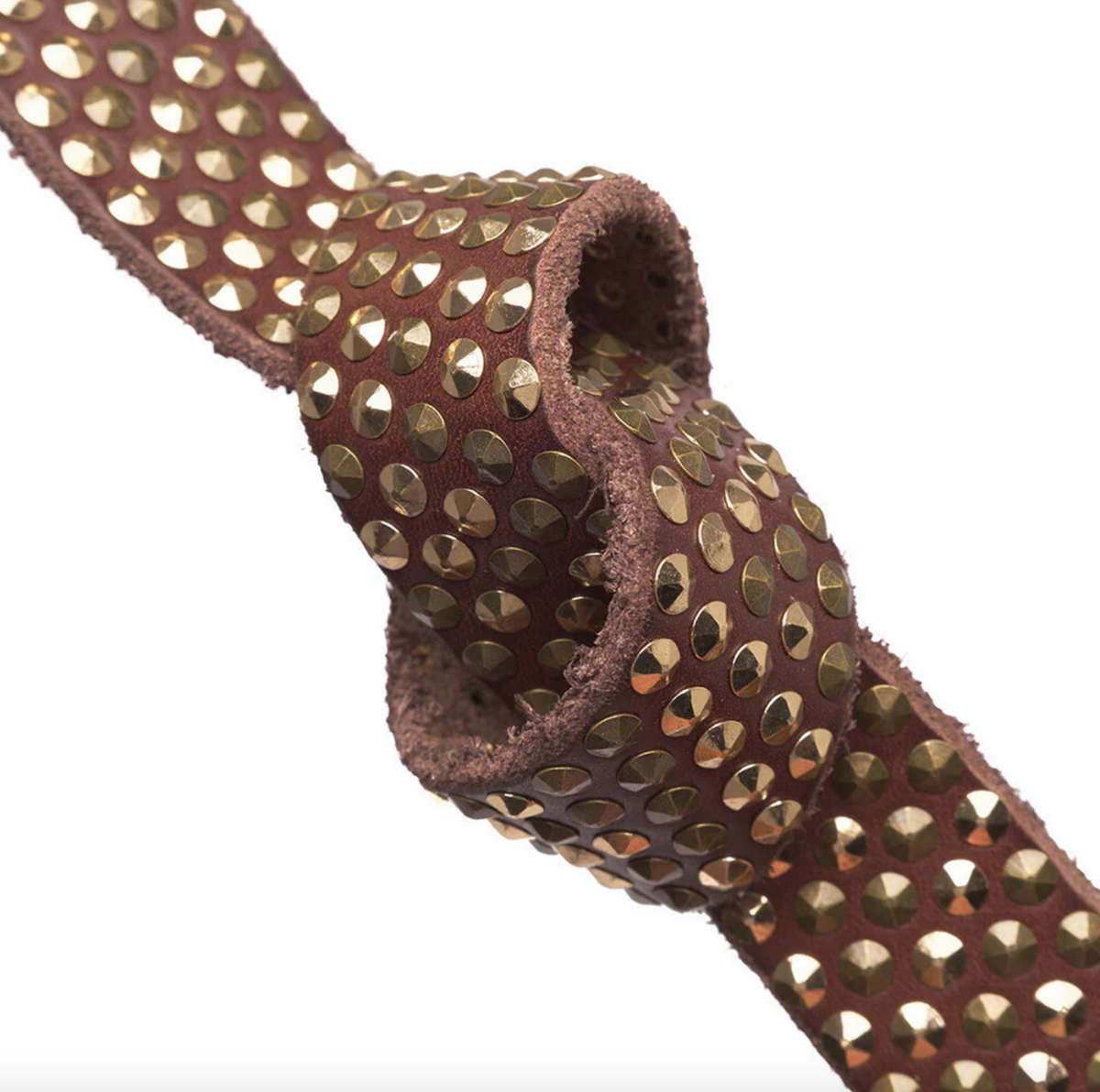 Jeansriem met studs - Brown/ gold