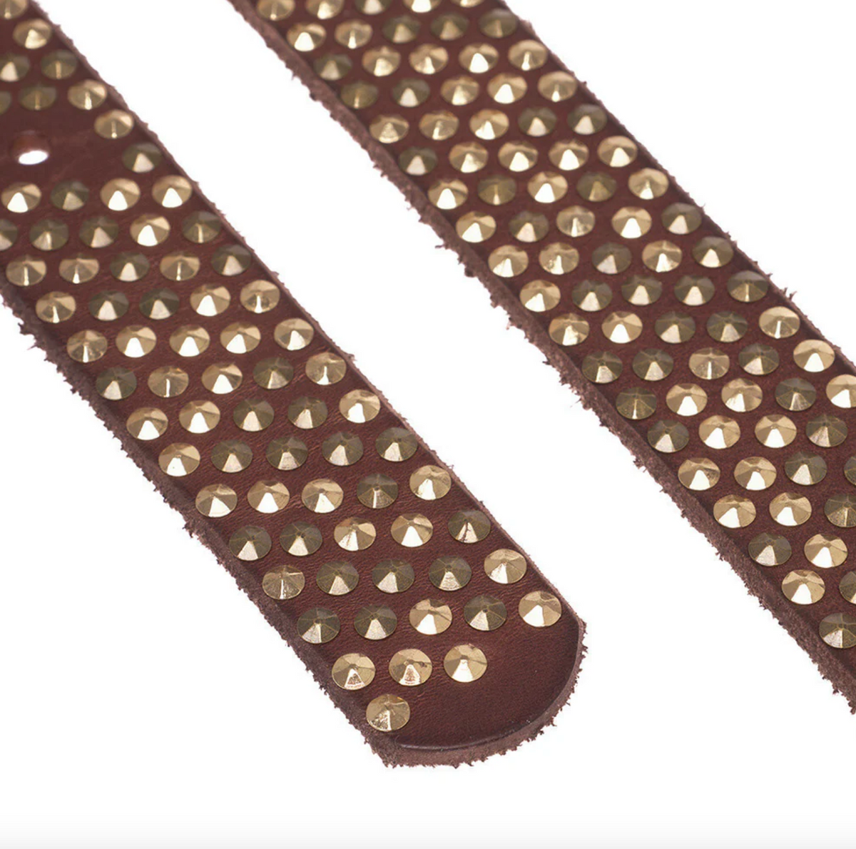 Jeansriem met studs - Brown/ gold