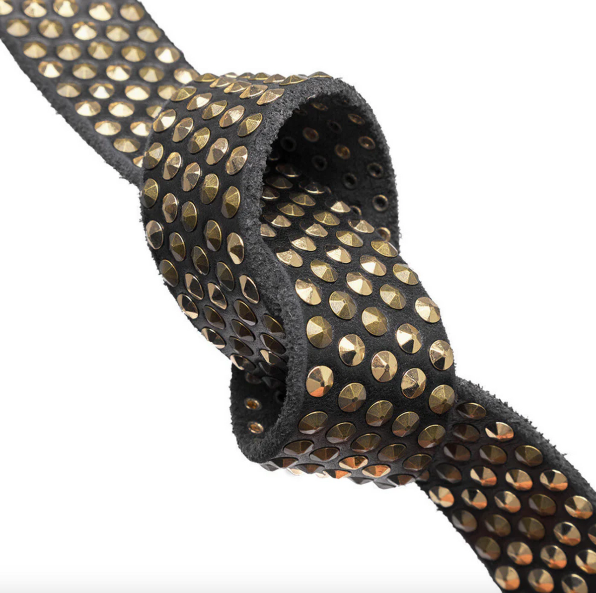 Jeansriem met studs - Black / gold