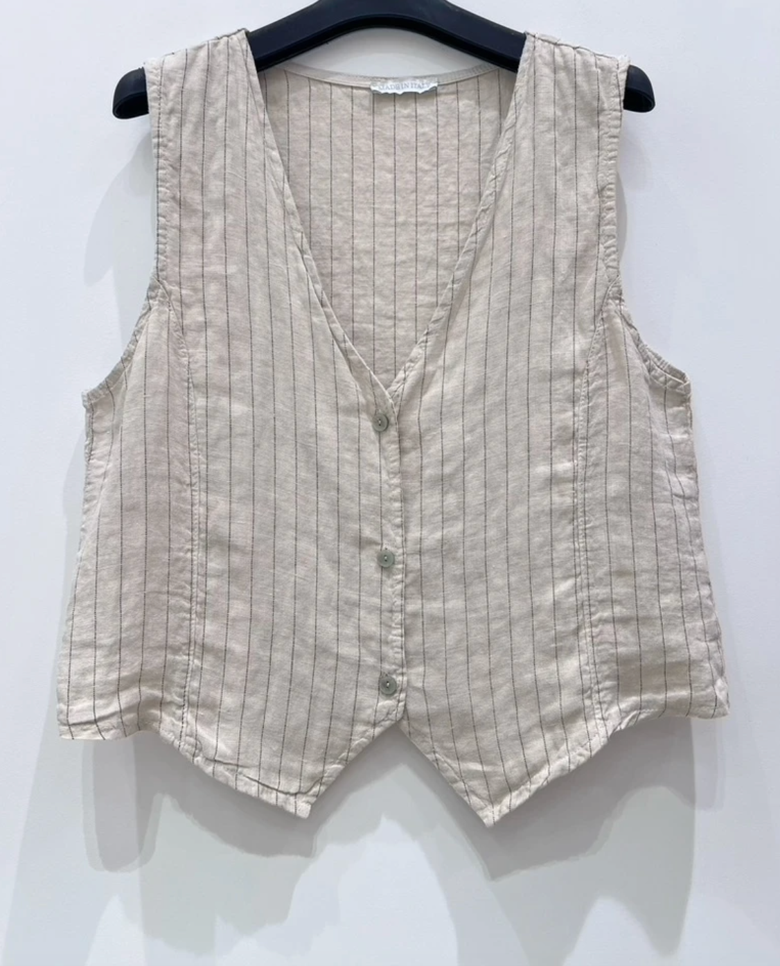 Vest beige streep - Linnen