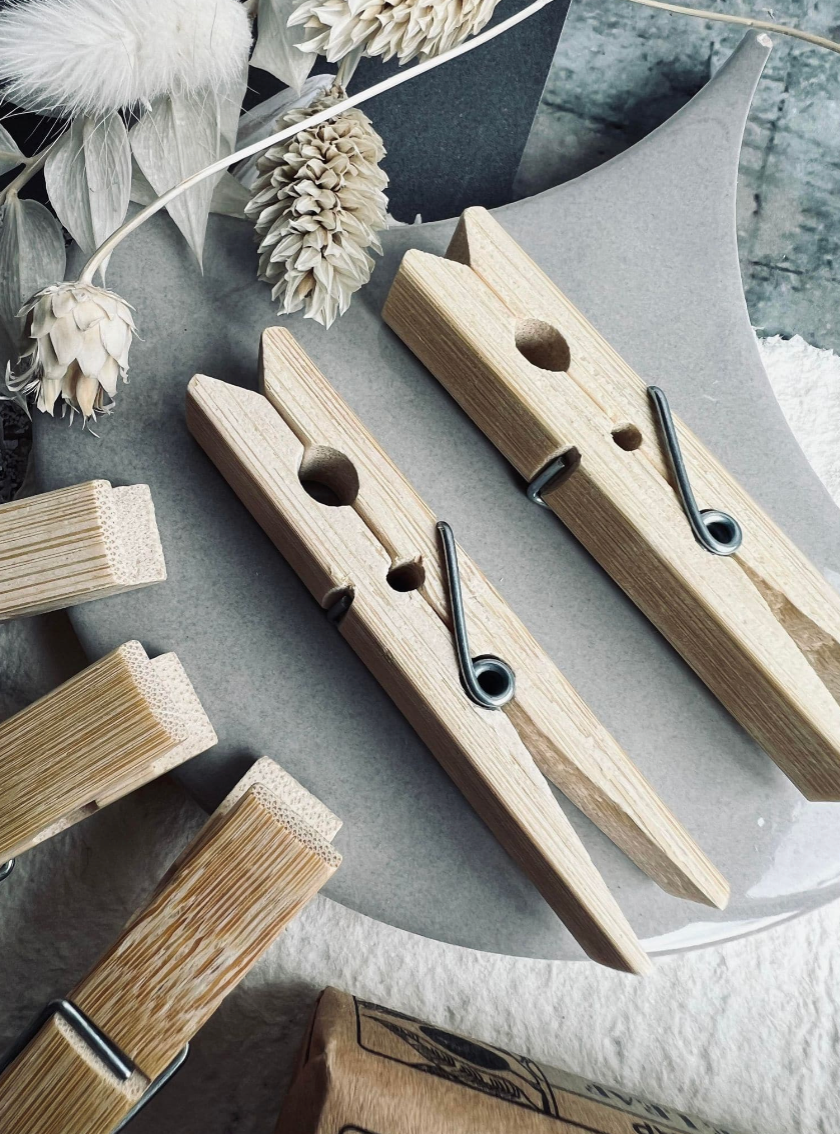 Wasknijpers Bamboe - Verpakking met 24 stuks