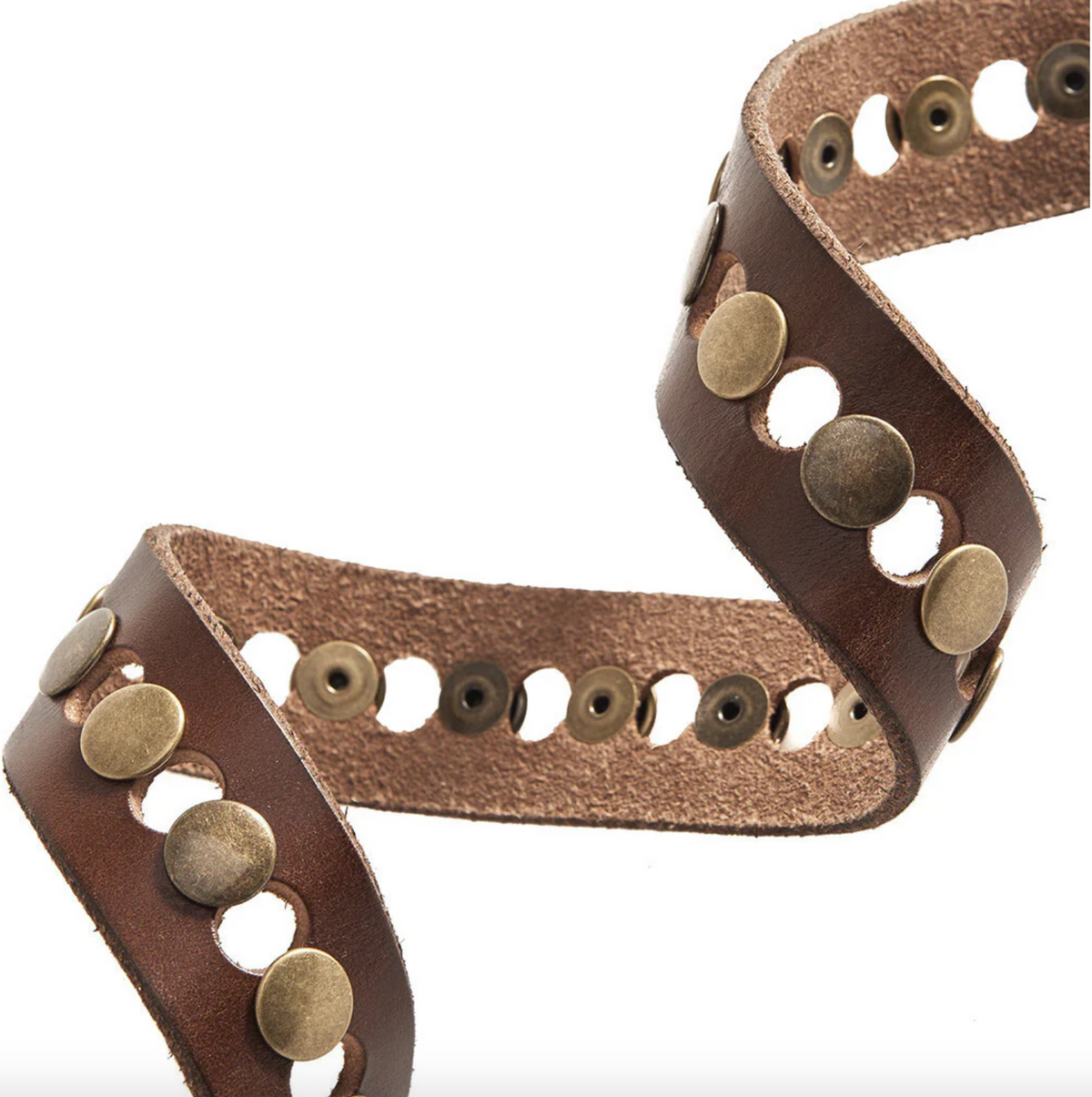 Jeans riem versierd met studs - Brown