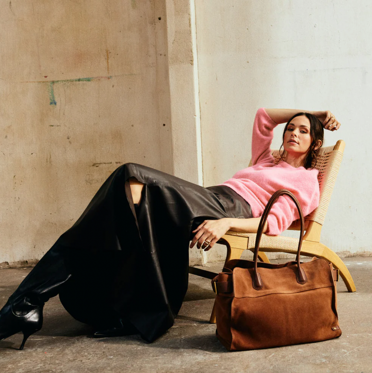 Suède shopper - Cognac