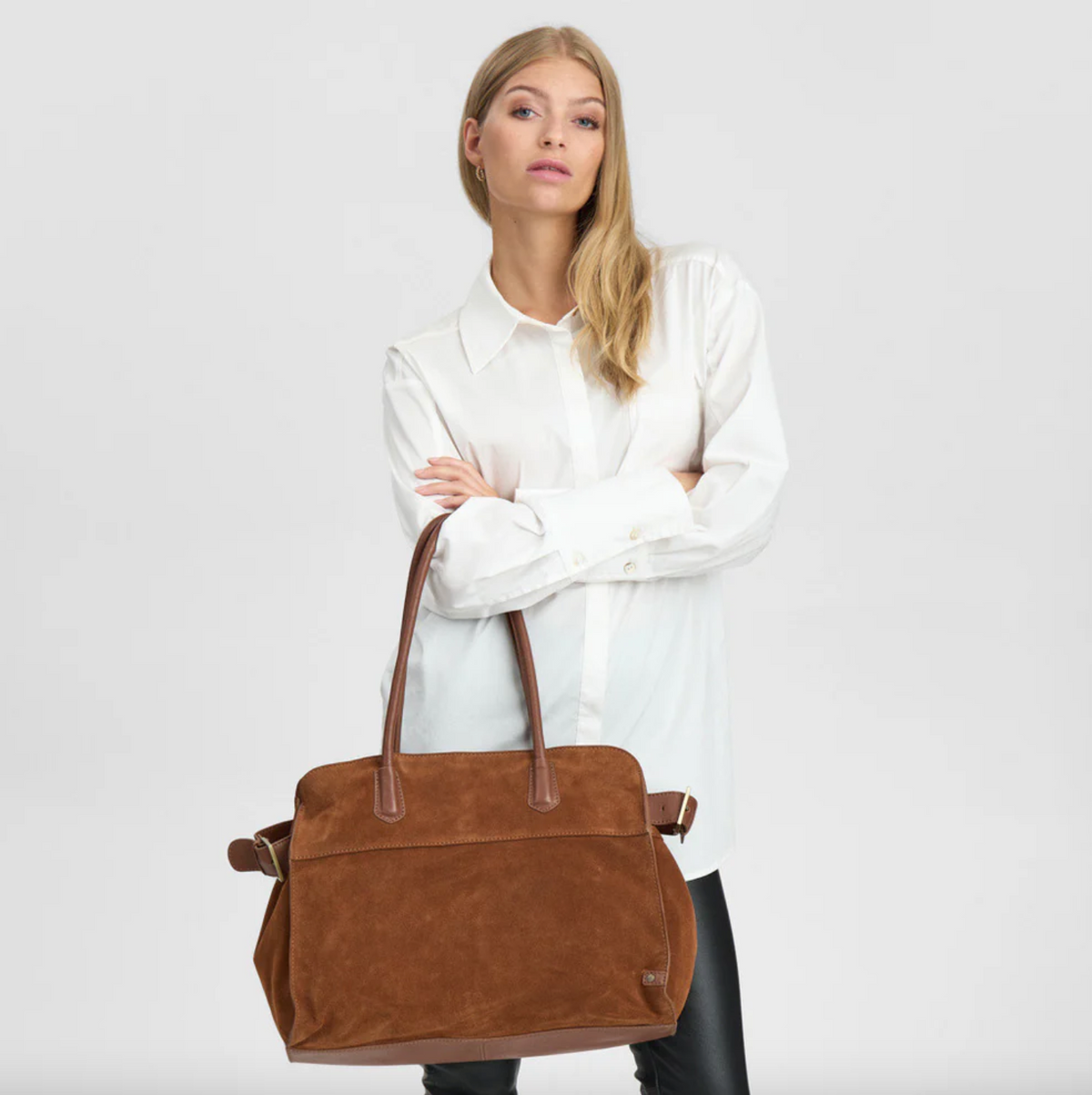 Suède shopper - Cognac