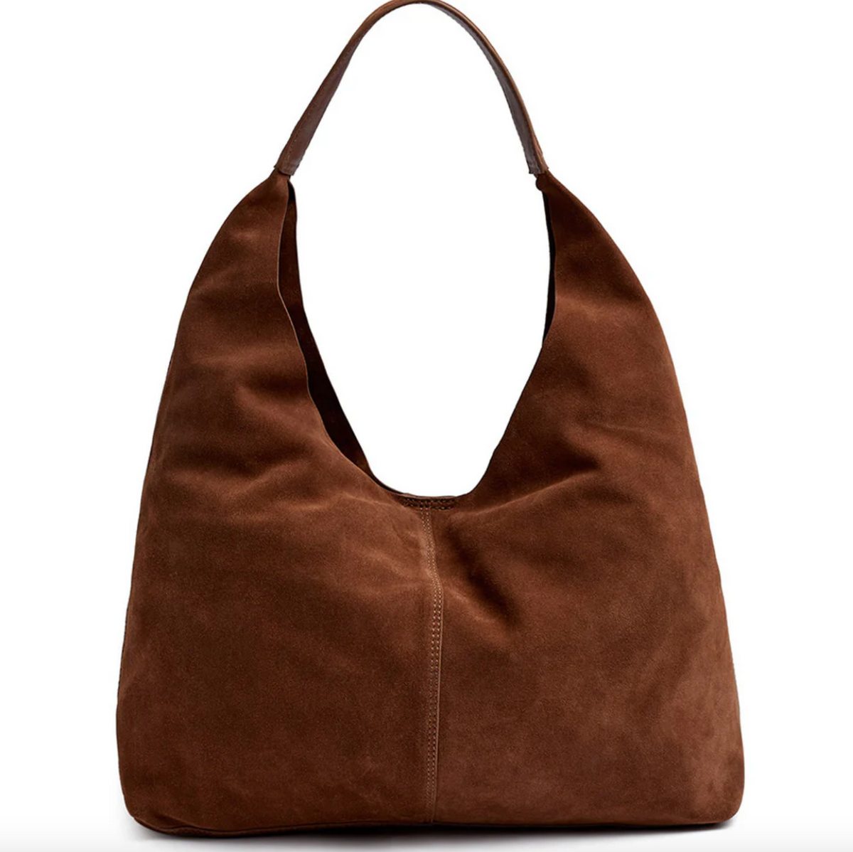Shopper van zacht suède - Cognac