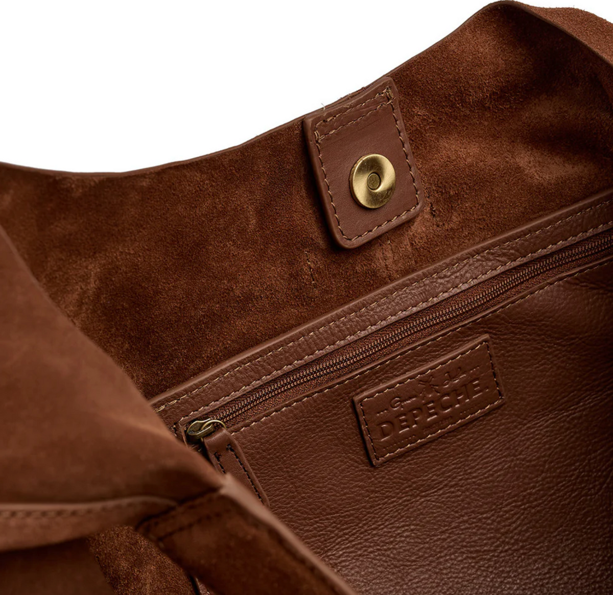 Shopper van zacht suède - Cognac