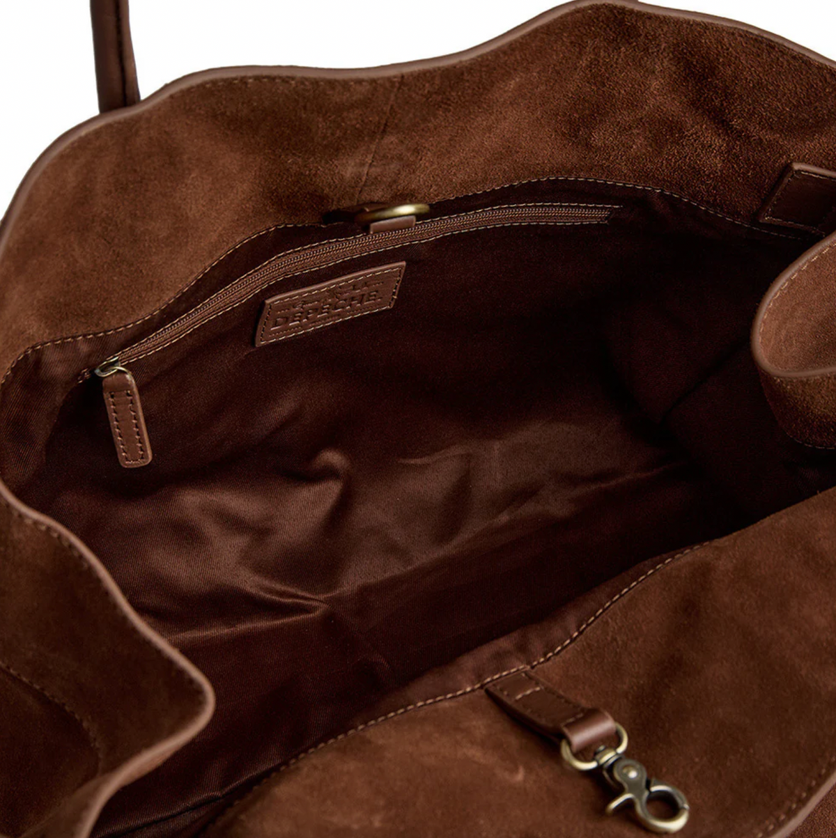 Shopper van zacht suède - Cognac