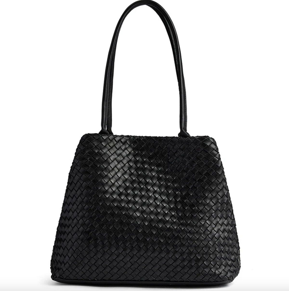 Shopper van gevlochten leer - Black