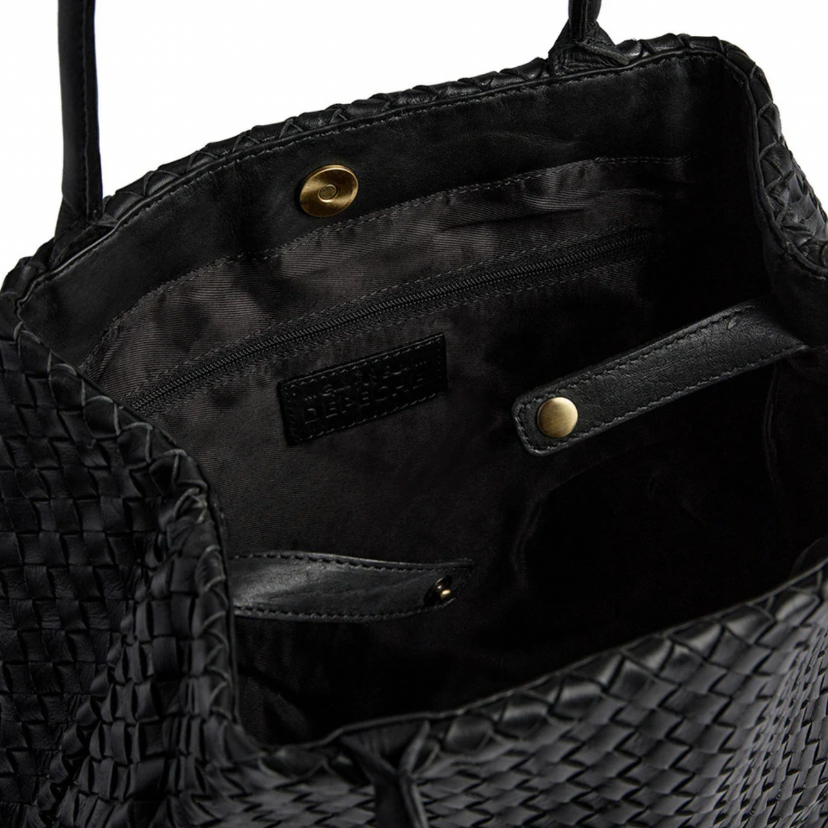 Shopper van gevlochten leer - Black