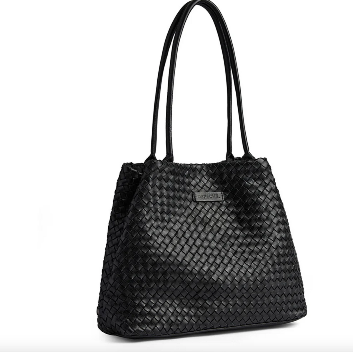 Shopper van gevlochten leer - Black