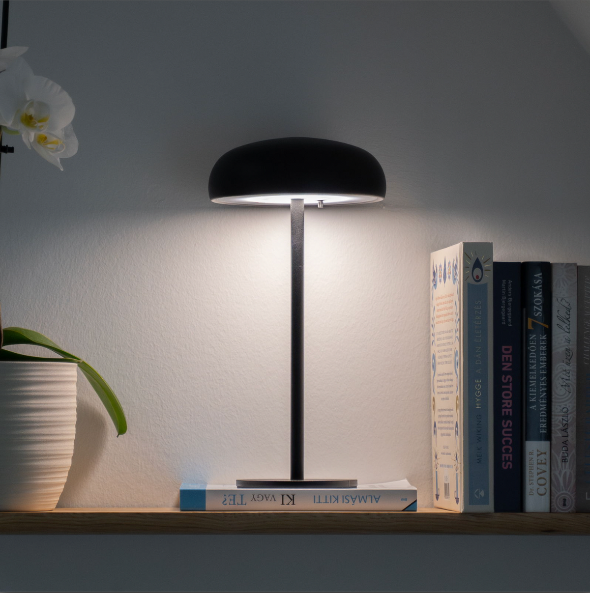 Isolde LED touch tafellamp. Zwart/Beige