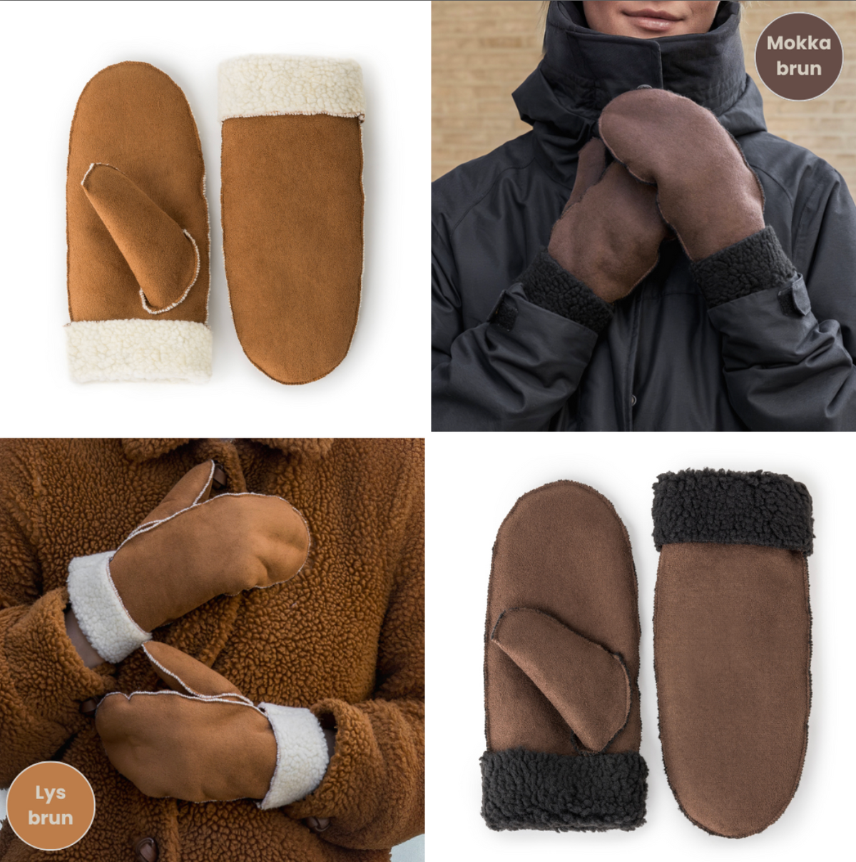 Wanten 2 kleuren lichtbruin, mokkabruin