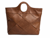 Exclusieve handgevlochten shopper - Soft cognac