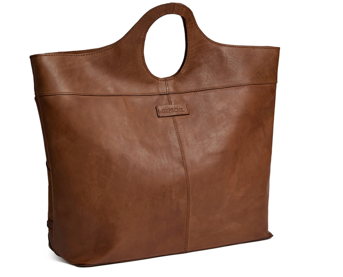 Exclusieve handgevlochten shopper - Soft cognac