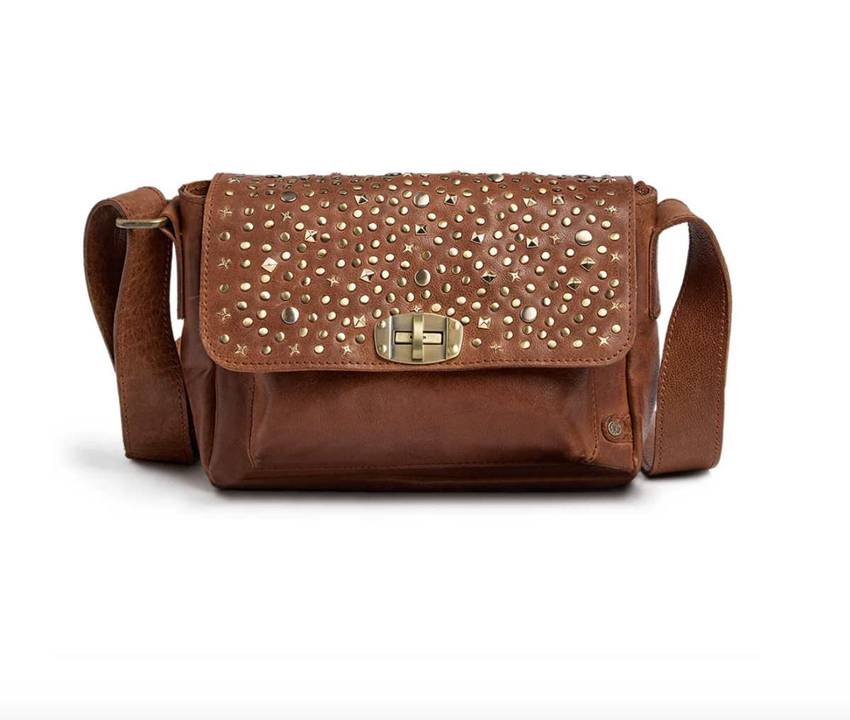 Crossover met studs - Cognac