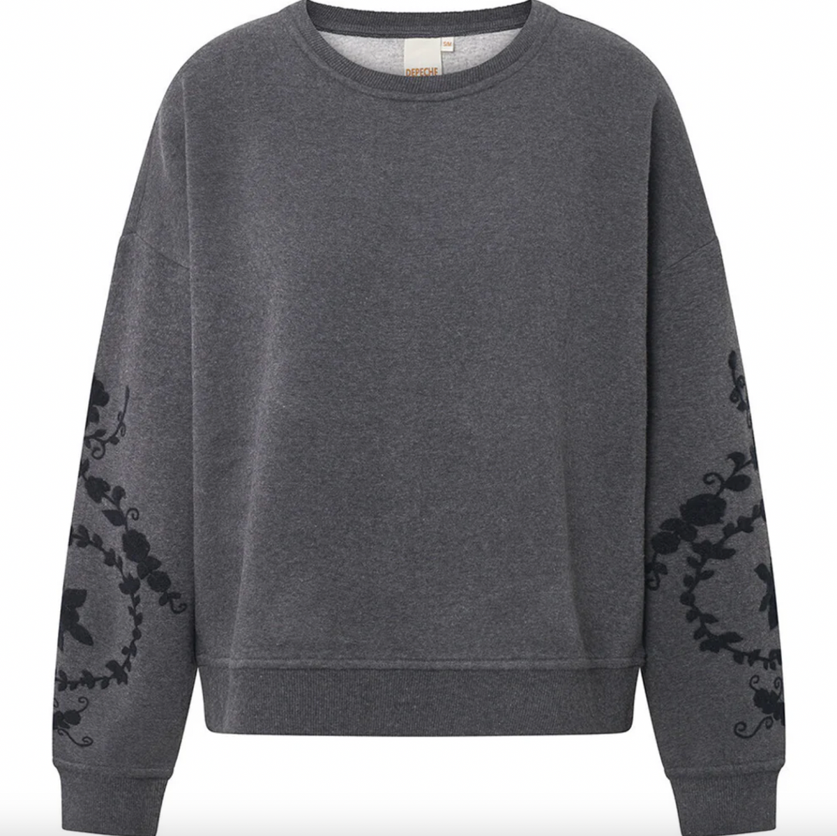 Sweatshirt met borduursel -  Grey oversized