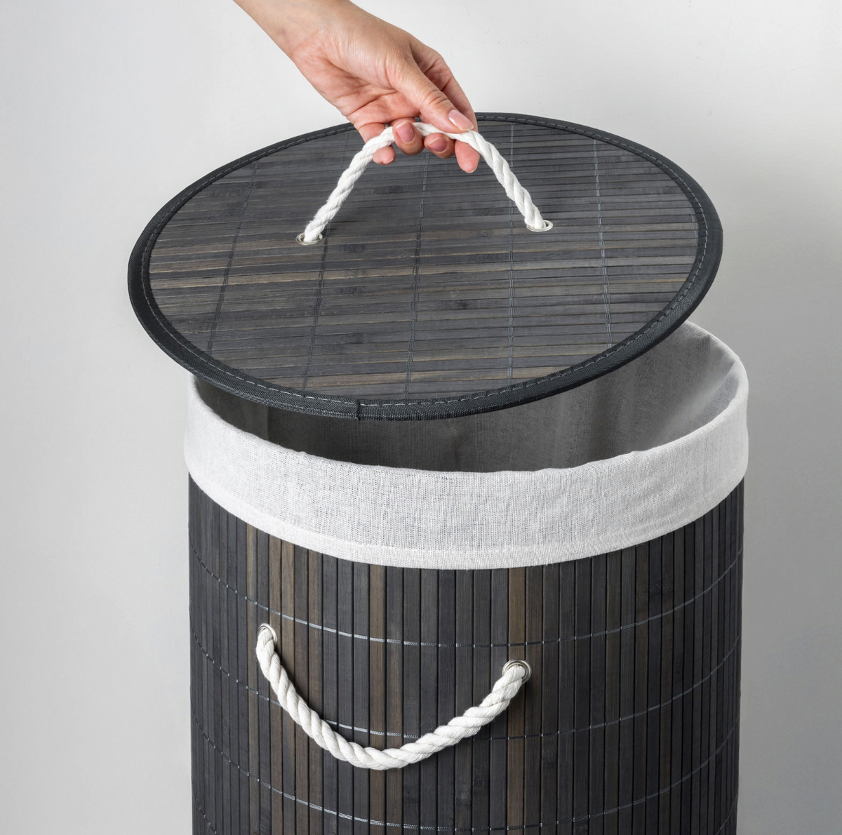 Wasmand van bamboe - Grijs
