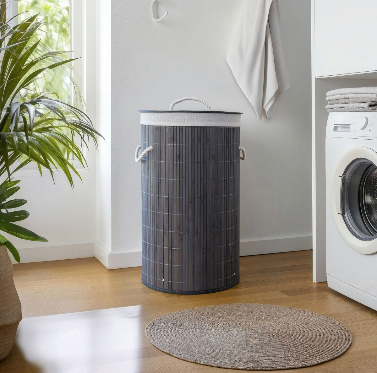 Wasmand van bamboe - Grijs