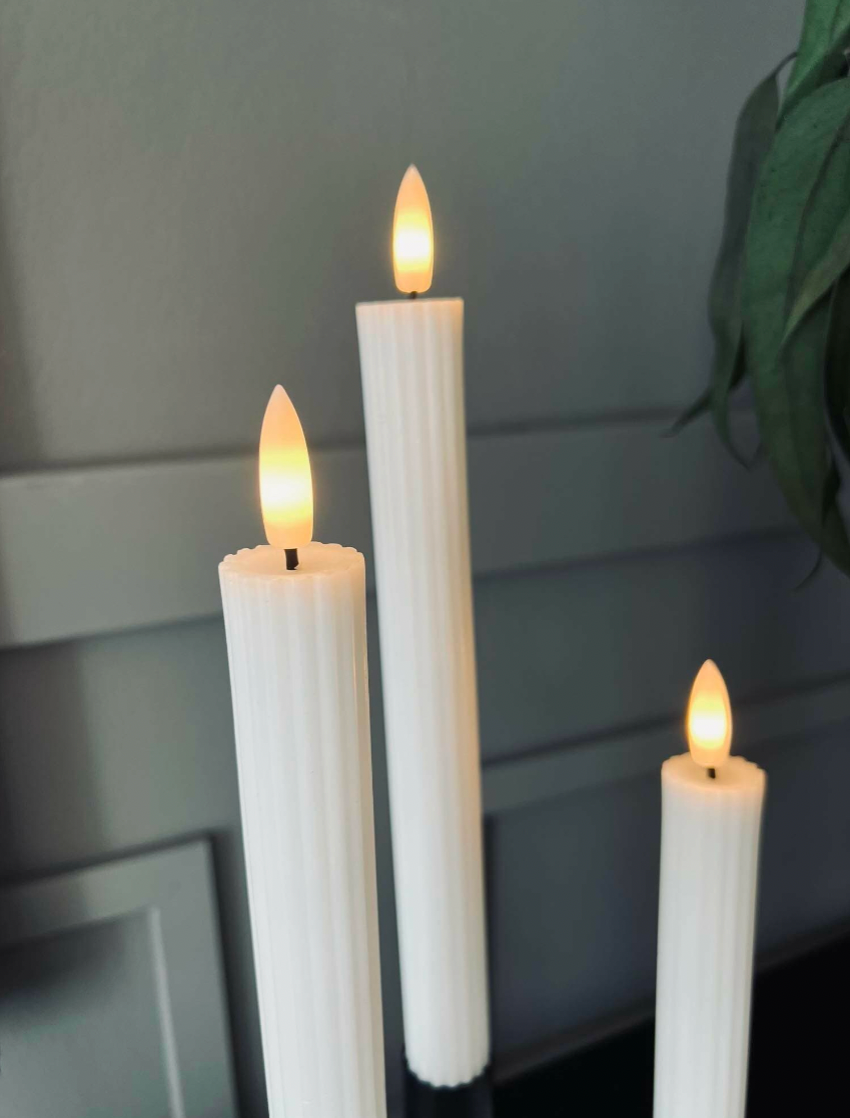 LED Kaarsen met Ribbelstructuur - 22 cm