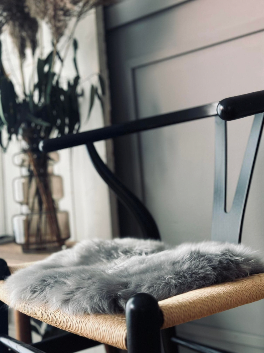 Zitkussen Ø 34 cm - Grijs lamsleer