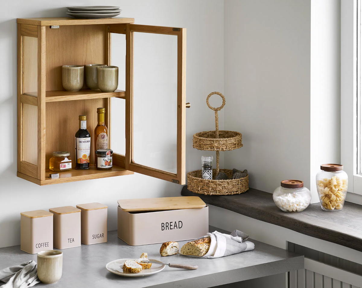 Voorraadpotten met houten deksel - Set van 2 stuks