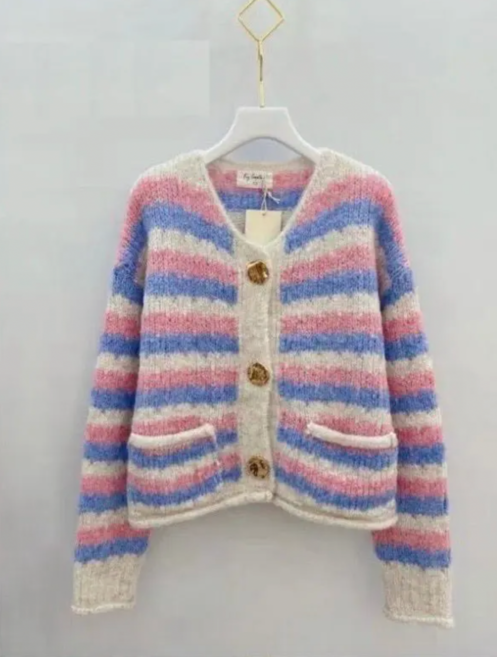 Cardigan pastel gestreept
