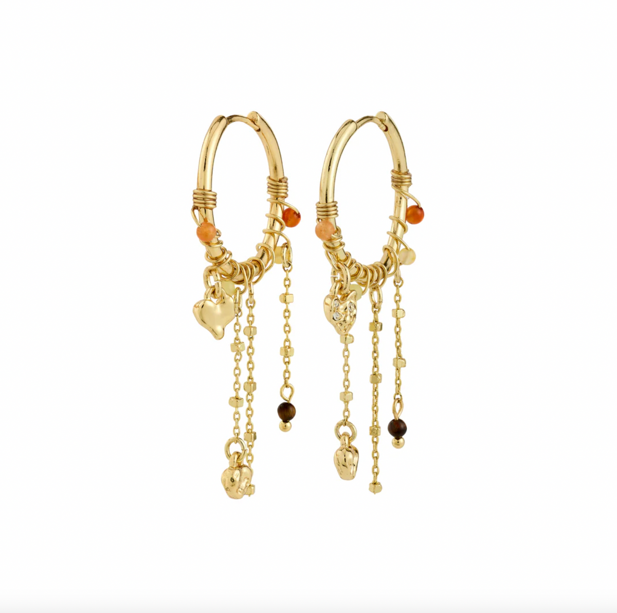 Hoops-oorbellen met kettinkjes en charms