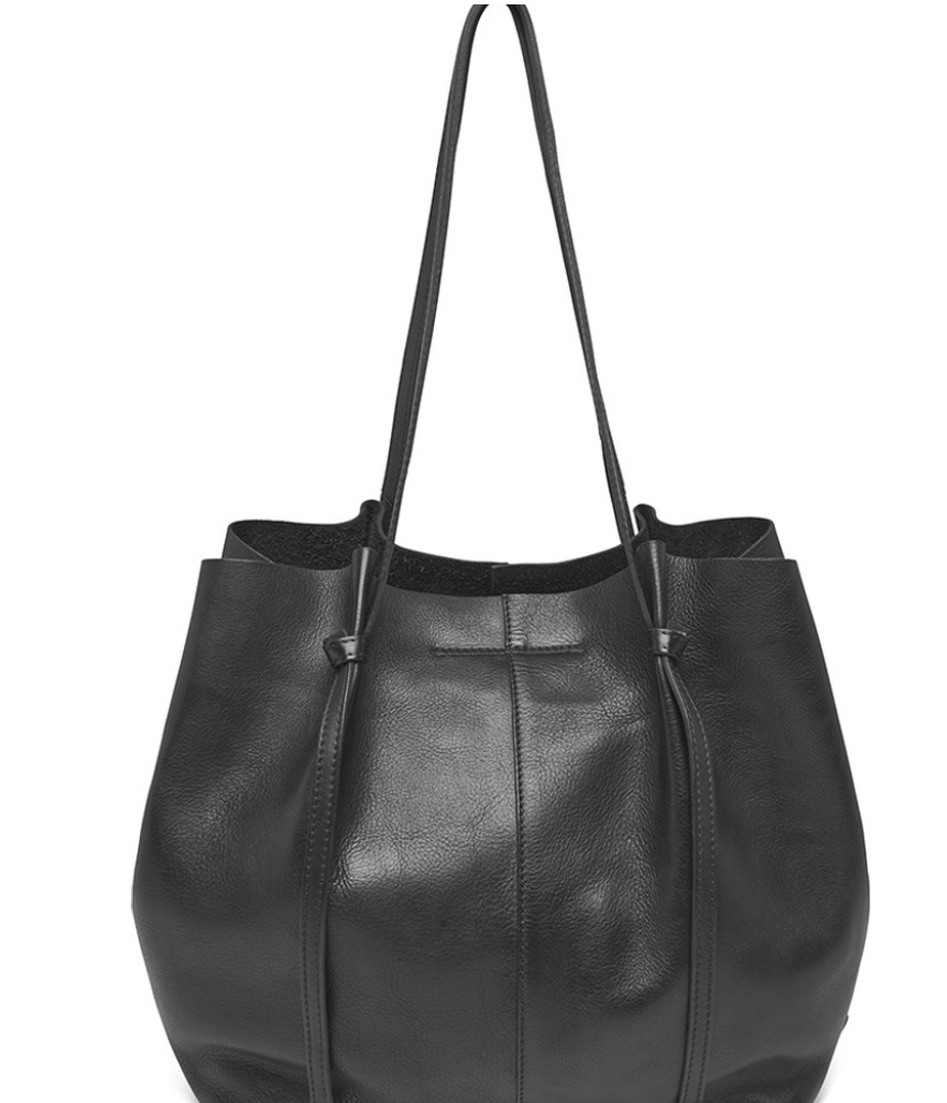 Shopper in zacht leer - Zwart