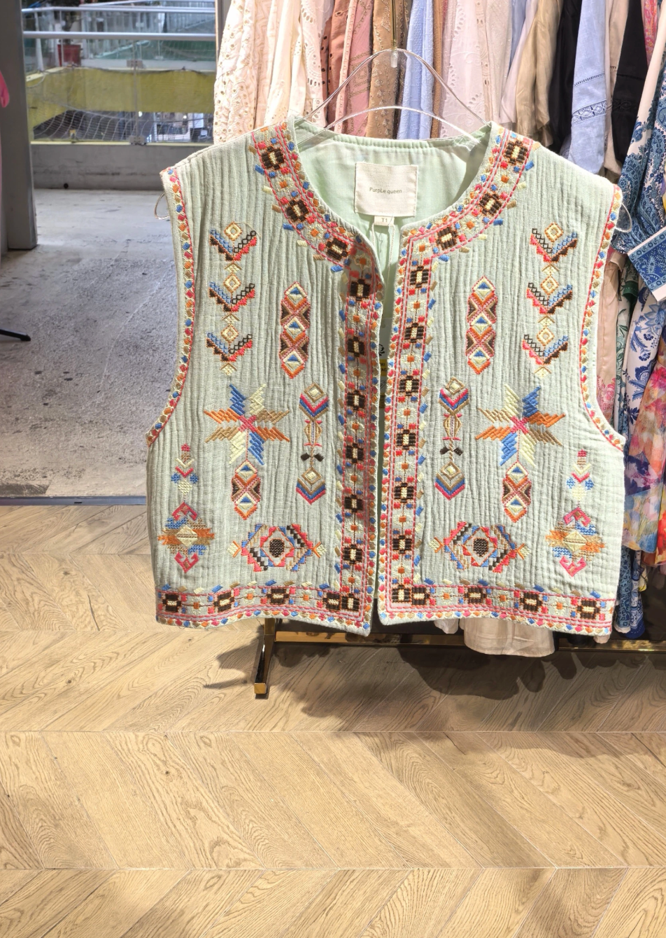 Gilet Boho mint