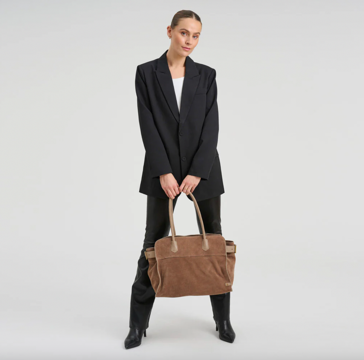 Shopper van suède - taupe